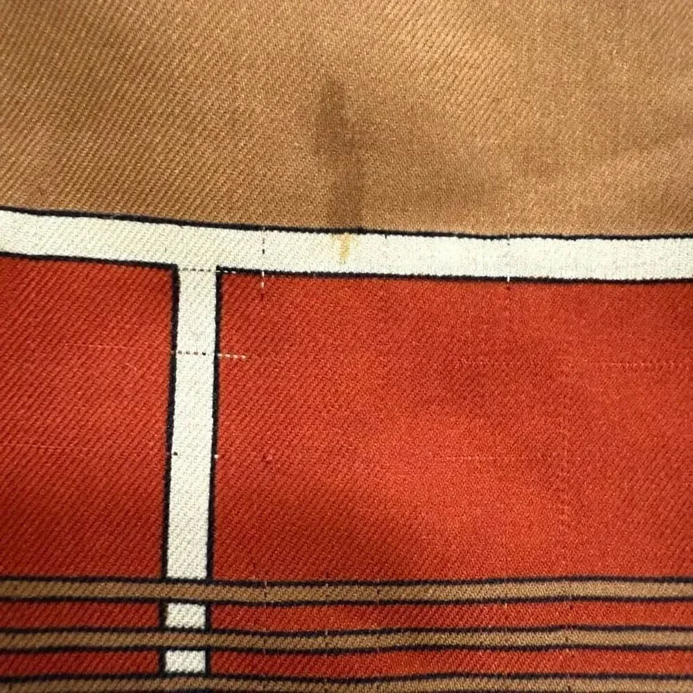 Vintage VTG Fiorini 1970s Brown Orange Tan Geometric Square Scarf